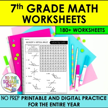 Preview of 7th Grade Math Worksheets | Full Year 7th Grade Math Printouts
