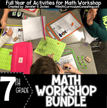 Preview of 7th Grade Math Workshop Activity Bundle Math Stations Now®️ Math Center Game
