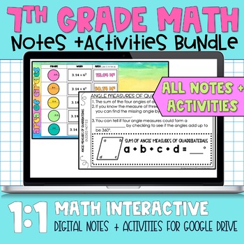 Preview of 7th Grade Math Digital Notes and Activities Bundle
