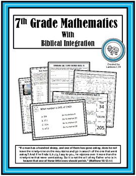 Preview of 7th Grade Math Bundle with Biblical Integration