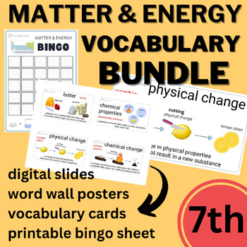 Preview of 7th Grade Matter and Energy Vocabulary Bundle | English & Spanish