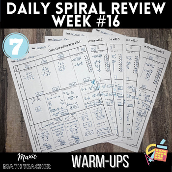 Preview of 7th Grade Math - 5 Day Daily Spiral Review #16
