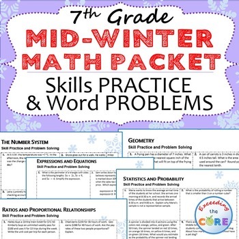 Preview of 7th Grade MID WINTER  / February MATH PACKET {Review/Assessments of Standards}