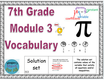 Preview of 7th Grade Module 3 Vocabulary - Engage NY Math - SBAC - Editable