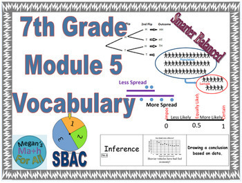 Preview of 7th Grade Module 5 Vocabulary - Statistics, Data, and Probability-Editable-SBAC