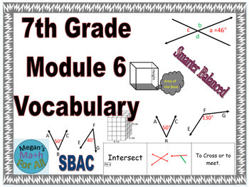 Preview of 7th Grade Module 6 Vocabulary - Angles, Geometry, and Volume - Editable -SBAC