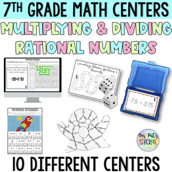 Preview of Multiplying and Dividing Rational Numbers Math Centers and Choice Boards