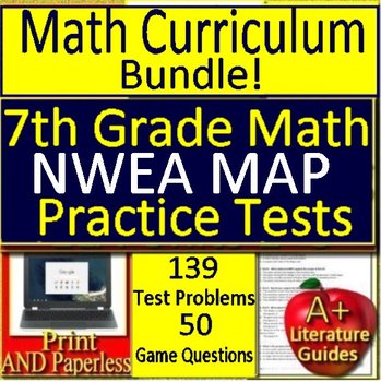Preview of 7th Grade NWEA MAP Math Bundle - Practice Tests & Games - RIT Bands 231 - 250