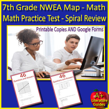 Preview of 7th Grade NWEA Map Math Practice Test - Printable and Google - Spiral Test Prep
