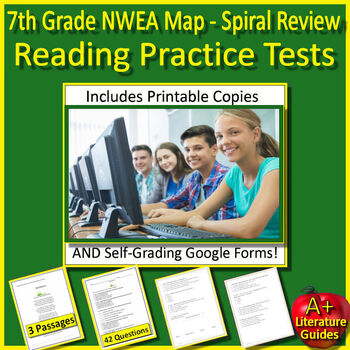 Preview of 7th Grade NWEA Map Reading Test Prep Practice Testing Printable and Google Forms