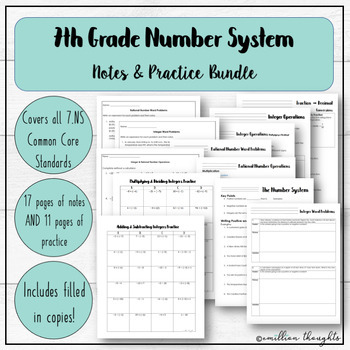 Preview of 7th Grade Number System Unit Notes & Practice/Homework Bundle
