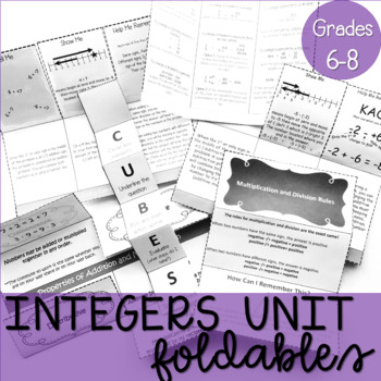 Preview of Integers Unit Foldable Bundle - 7th Grade Number Systems