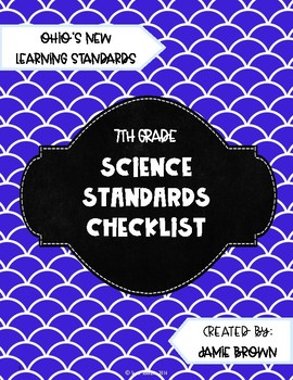Preview of 7th Grade Ohio Science Standards Checklist