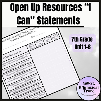 Preview of 7th Grade Open Up Resources I Can Statements (Units 1-8)