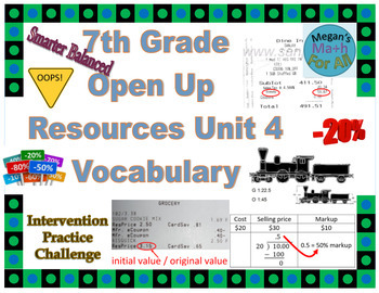 Preview of 7th Grade Open Up Resources Unit 4 Vocabulary - Editable - SBAC