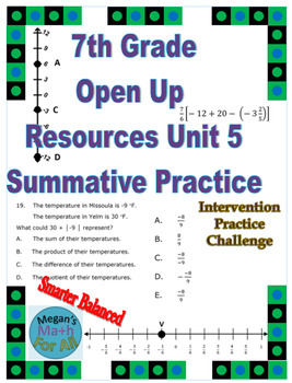Preview of 7th Grade Open Up Resources Unit 5 Math Summative Practice - Editable - SBAC