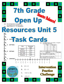Preview of 7th Grade Open Up Resources Unit 5 Task Cards - Editable - SBAC