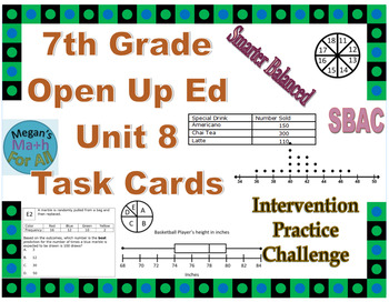 Preview of 7th Grade Open Up Resources Unit 8 Task Cards - Editable - SBAC