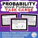 PROBABILITY Word Problems - Task Cards {40 Cards}