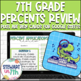 7th Grade Percent Applications Review Task Card Pixel Art