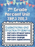 7th Grade Percent Mini Lessons and Practice 7.RP.3 7.EE.3