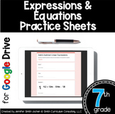 7th Grade Practice Sheets Expressions & Equations in Google Forms