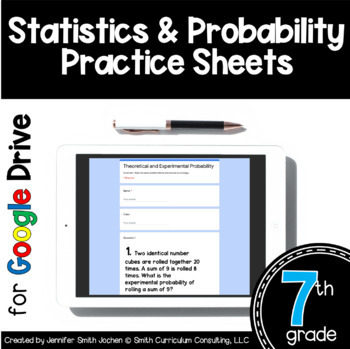 Preview of 7th Grade Practice Sheets Statistics Probability in Google Forms