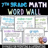 7th Grade - Pre-Algebra Middle School Math Word Wall 54 Posters