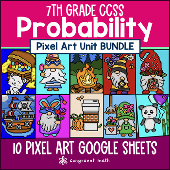 Preview of Probability Pixel Art Unit BUNDLE | 7th Grade CCSS