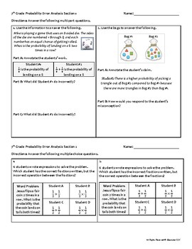 Preview of 7th Grade Probability Error Analysis (3 Practice Sections)