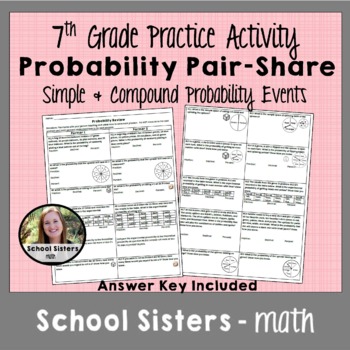 Preview of 7th Grade Probability Partner Review Worksheet