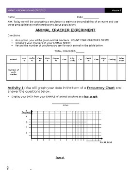 Preview of PBL - 7th Grade Probability and Statistics - Animal Cracker Probability