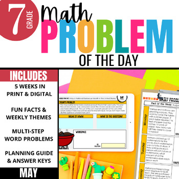 Preview of 7th Grade Problem of the Day: Daily Math Problem Solving Practice for May