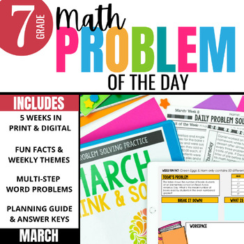Preview of 7th Grade Problem of the Day: Daily Math Word Problem Practice for March