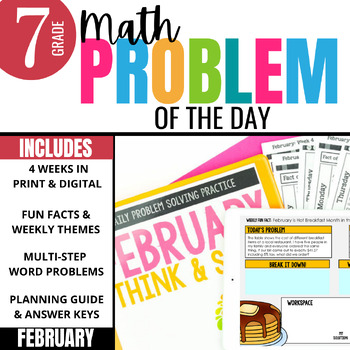 Preview of 7th Grade Problem of the Day: Daily Math Word Problems for February