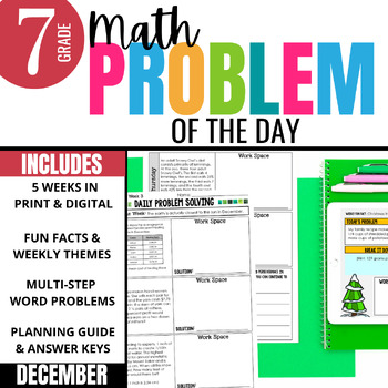 Preview of 7th Grade Problem of the Day: Winter Math Word Problems for December