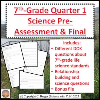 Preview of 7th-Grade Quarter 1 Science Pre-Assessment & Final (Google Forms)
