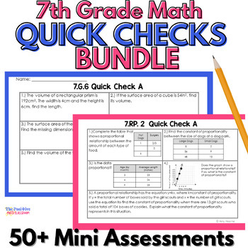 Preview of 7th Grade Math Common Core Assessment Bundle