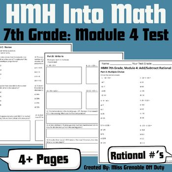 Preview of 7th Grade HMH Into Math | Module 4 Rational Numbers Test | State Test Prep