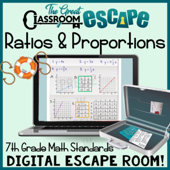 Preview of Ratios and Proportions Digital Escape Room Engaging 7th Grade Math Activity
