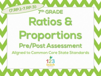 Preview of 7th Grade Ratios & Proportions (7.RP.1 - 7.RP.3) Common Core Test Assessment