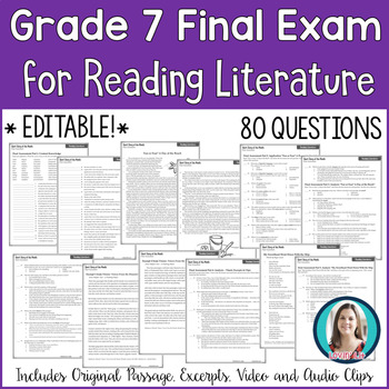Preview of 7th Grade Reading Final Exam | Reading Literature Final Assessment for Grade 7