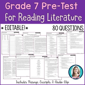 Preview of 7th Grade Reading Pre-Test | Reading Literature Pre-Assessment for Grade 7