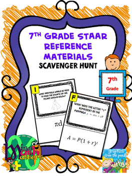 Preview of 7th Grade Reference Materials Scavenger Hunt | Formula Chart | Interactive
