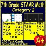 7th Grade STAAR Math Category 2 Bundle: 240 Task Cards, Ga