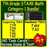 7th Grade STAAR Math Category 1 Bundle: 140 Task Cards, Ga