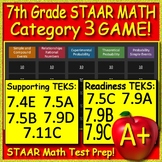 7th Grade STAAR Math Game Test Prep Category 3 