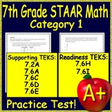 7th Grade STAAR Math Test Prep Cat 1 TEKS:  7.2A 7.6A 7.6C
