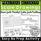 7th Grade Scale Drawings Practice Worksheet + Solve Scale 