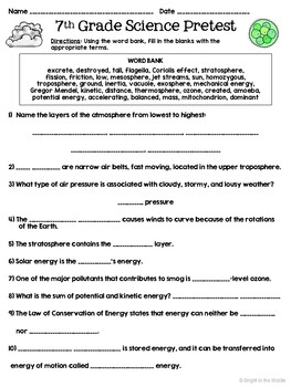 7th grade science pretest all nc essential standards print and digital